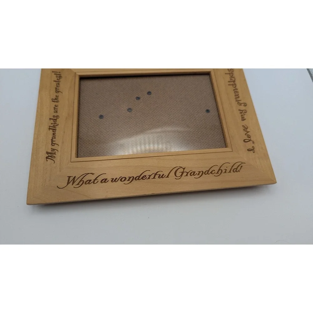 Decorel Wood Picture Frame Grandkids Engraved Sentimental Rustic Holds 4x6